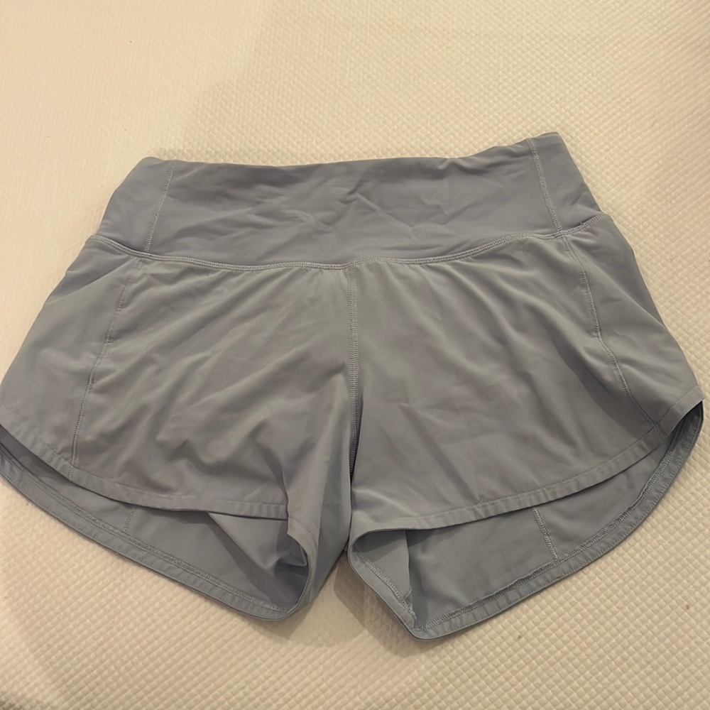 Lululemon light blue hotty hot shorts, size 4 TALL, blue linen color